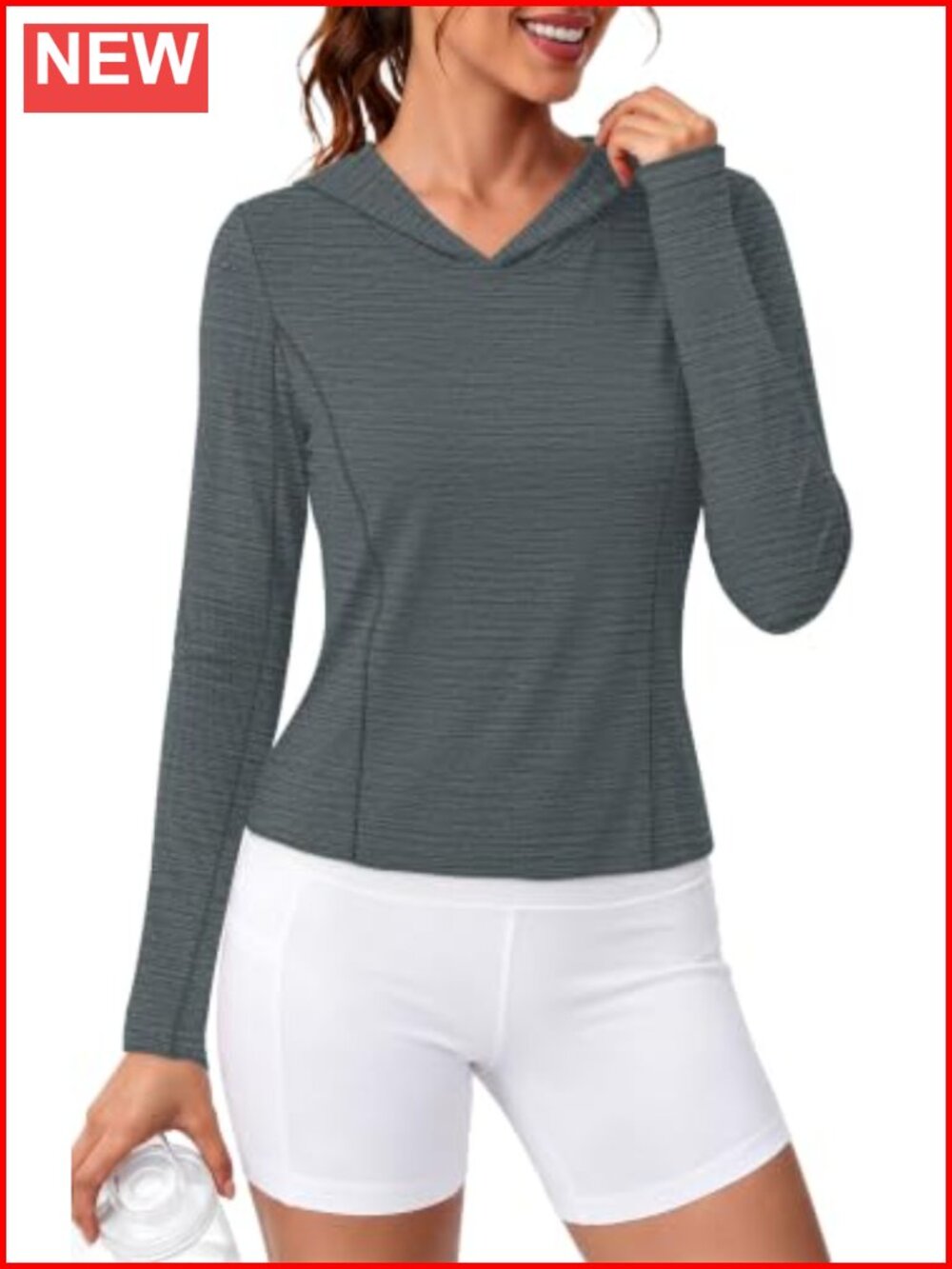 Fitted Hoodie Long Sleeve Workout Top UPF 50+ Womens Activewear